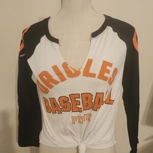 PINK Victoria's Secret Oriole's 3/4 Sleeve Baseball Tee